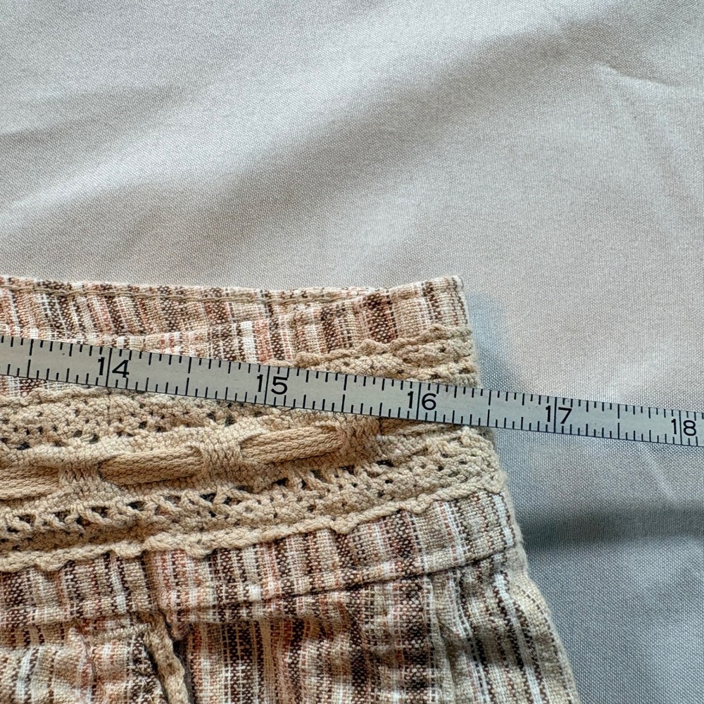 Lee Striped Linen Blend Capri Pants Womens 14 Medium Relaxed Boho Cropped - Picture 5 of 8